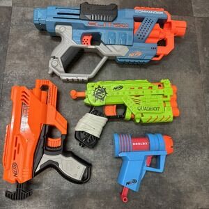 Nerf Gun Lot Of 4 N-Strike Elite Accustrike Zombie Quadrot Roblox Tested Working